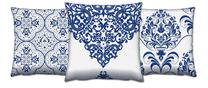 Dekoratyvinė pagalvėlė Mioli Decor Set, balta sp./įvairių spalvų/tamsiai mėlyna sp., 43 cm x 43 cm, 3 vnt.
