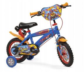 Bērnu velosipēds ar papildus riteņiem, bērnu Toimsa Hot Wheels T1268, zila krās./sarkana krās./dzeltena krās., 12"