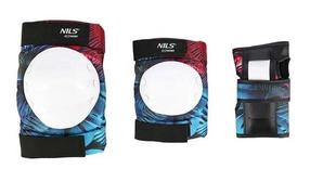 Комплект защитного снаряжения Nils Extreme H734, M, синий цв./белый цв./красный цв.