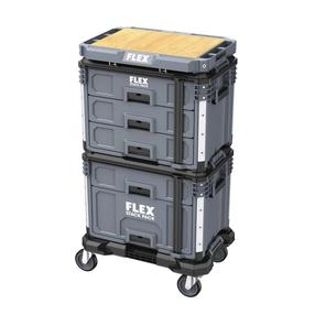 Instrumentu kaste uz riteņiem FLEX Stack Pack, 56 cm x 37 cm x 98 cm, pelēka krās.