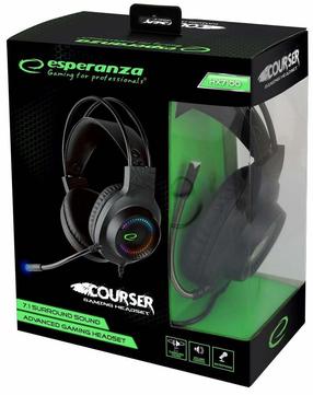 Juhtmega mänguri peakomplekt Esperanza Courser EGH7100, must v.