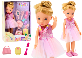 Lėlė su priedais Lean Toys Pretty Girl 18170, 34 cm, rožinė sp.