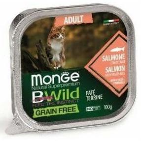 Šlapias kačių maistas Monge BWild Cat Grain Free Salmon With Vegetables, 0.100 kg