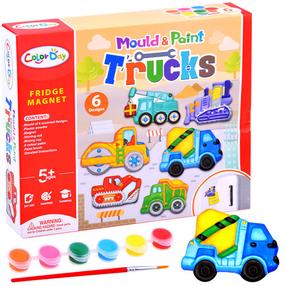 Magnētu veidošanas komplekts Color Day Mould & Paint Trucks, daudzkrāsaina