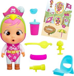 Nukk - imik koos tarvikutega Cry Babies Magic Tears Beach Babies Lora 606498, 13.7 cm, roheline v.