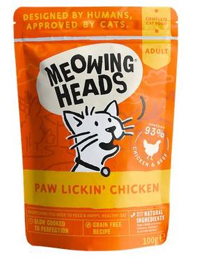 Šlapias kačių maistas Meowing Heads Paw Lickin Chicken, vištiena, 0.1 kg