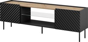 TV staliukas Cama Meble Onda, juoda sp., 180.5 cm x 40 cm x 58 cm