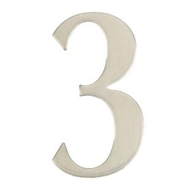 Durvju numurs "3" Haushalt SS-3, 6.1 cm x 3.45 cm, nerūsējošais tērauds, nerūsējošā tērauda krās.