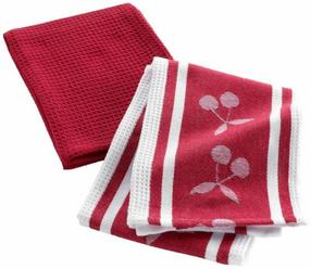  Köögirätikute komplekt Douceur d`Interieur Cerisette, valge v./punane v., 70 cm x 50 cm, 2 tk