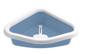 Kačių tualetas su rėmu Stefanplast Sprint Corner, mėlyna sp./balta sp., uždaras, 56 cm x 40 cm x 14 cm