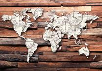 Fototapetas Artgeist Map On Wood SFT47, 70 cm x 100 cm