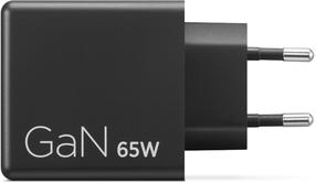 Telefona lādētājs Lenovo Dual USB-C GaN 40AW065BEU, 2 x USB Type C, melna krās., 65 W