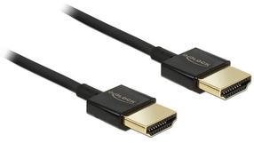 Vads Delock HDMI-A > HDMI-A 3D 4K HDMI 19 pin male, HDMI 19 pin male, 0.25 m, melna krās.