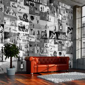 Tapetai Artgeist Banksy - Grey Collage WSR10M441, 1000 cm x 50 cm