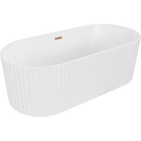 Vonia su sienele, laisvai pastatoma Mexen Paola, 170 cm x 80 cm x 58 cm, ovalas, balta sp./vario sp.