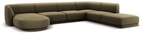 Kampinė sofa Micadoni Home Miley Velvet Panoramic 6 Seats, žalia sp., dešininė, 327 x 245 cm x 74 cm