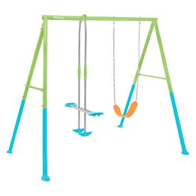 Sūpynės su stovu vaikams Intex Double 44120, 254 cm, 221 cm, mėlyna sp./žalia sp.