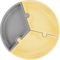 Lėkštutė MiniKoioi Puzzle Plate, 6+ mėn., 19.5 cm, silikonas, geltona sp./pilka sp.