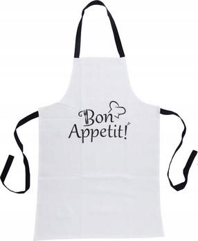 Prijuostė Home Styling Collection Bon Appetit!, 84 cm x 60 cm, balta sp./juoda sp.