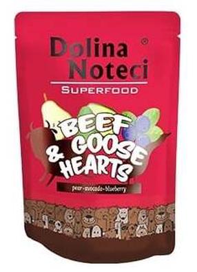 Šlapias šunų maistas Dolina Noteci Superfood Beef and Goose Hearts, jautiena/žąsiena/mėsa, 0.3 kg