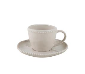Puodelis su lėkštute Domoletti Pearl Blush, kreminė sp., 0.180 l