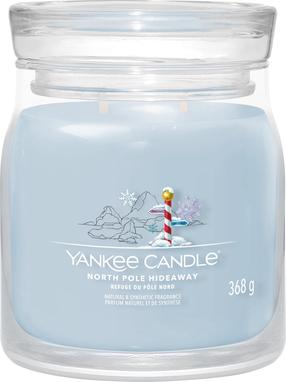 Svece, aromātiskā Yankee Candle Signature North Pole Hideaway, 35 - 50 h, 368 g, gaiši zila krās.
