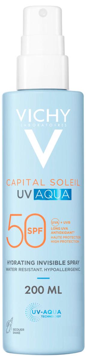 Purškiklis įdegio priežiūrai kūnui Vichy Capital Soleil Uv Aqua SPF50, 200 ml