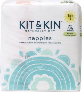 Sauskelnės Kit & Kin Naturally Dry Nappies, 1 dydis, 2 - 6 kg, 20 vnt.