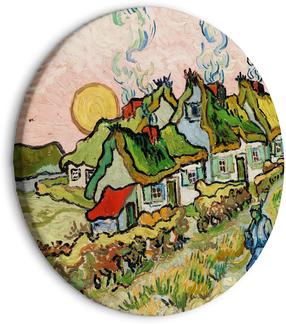 Репродукция круглой формы на холсте Artgeist Thatched Cottages in the Sunshine Reminiscence of the North (Vincent van Gogh), 80 см x 80 см