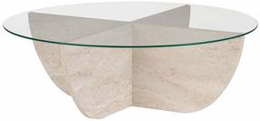 Kavos staliukas Nordure Liya, skaidri sp./travertine sp., 90 cm x 90 cm x 30 cm