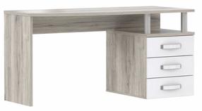 Rašomasis stalas su stalčiais Forte Rondino 3 RDIB211-T30, 138 cm x 59.9 cm, 70.2 cm, balta sp./pilka sp.