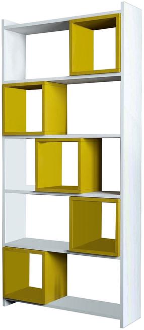 Pastatoma lentyna Kalune Design Box 845HCT3628, balta sp./geltona sp., 170 cm x 22 cm x 80 cm