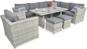 Lauko baldų komplektas Moniz Dining Plus, šviesiai pilka sp., 1-10 vietų