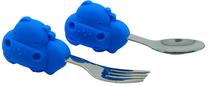 Stalo įrankiai Marcus & Marcus Palm Grasp Spoon & Fork Set Lucas, 18 mėn., nerūdijantysis plienas/silikonas, mėlyna sp.