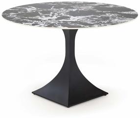 Pusdienu galds Manuel, melns krās./marmora krās., 120 cm x 120 cm x 77 cm