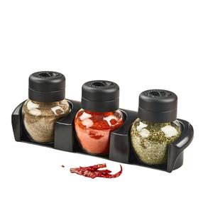 Garšvielu trauku komplekts Hermia ET-00122, caurspīdīga krās./melna krās., 210 ml