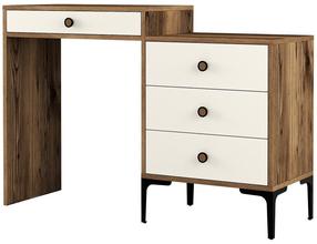 Kosmetinis staliukas Kalune Design Lizbon 554, kreminė sp./riešuto sp., 84.7 cm x 124 cm x 40 cm