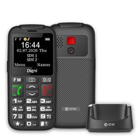 Telefons ar pogām eStar Digni Talk Senior, 32 MB, melns krās.