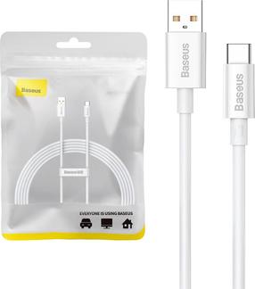 Laidas Baseus Superior P10320102214-03, USB Type C/USB Type A, 200 cm, balta sp., 100 W