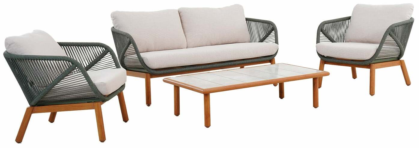 Aiamööbli komplekt Home4you Tuxedo, pruun v./roheline v./beež v., 1-4 istekohta