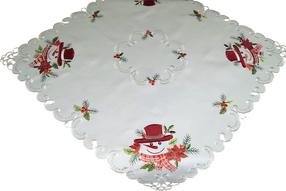 Kalėdinė staltiesė kvadratinė OSD03-2, kreminė sp./raudona sp./žalia sp., 85 x 85 cm