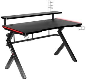 Datorspēļu galds Huzaro Hero 5.0 RGB, 120 cm x 60 cm, 69.5 cm, melna krās.
