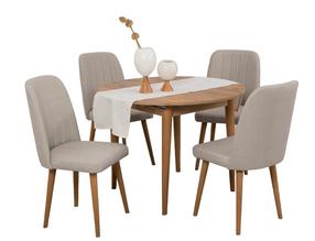 Valgomojo komplektas Kalune Design Vina 1005, kreminė sp./medžio sp.