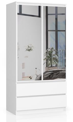 Spinta Akord Furniture Factory S90, balta sp., 50.4 cm x 90.4 cm x 180 cm, su veidrodžiu