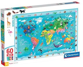 Dėlionė Clementoni Wildlife Map, 42 cm x 62 cm, 60 vnt., įvairių spalvų