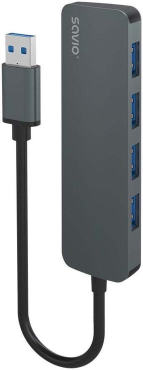 Centrmezgli Savio SAVIO AK-53 USB 3.1 A male, 4 x USB female, pelēka krās.