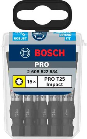 Набор ударных головок Bosch Pro, T25, 55 мм