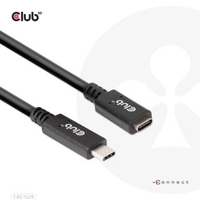 Kabelis Club 3D CAC-1529 USB Type-C male, USB Type-C female, juoda sp.