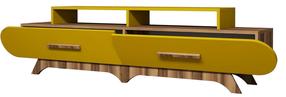 TV galds Kalune Design Flora, dzeltens krās./valriekstu krās., 205 cm x 36.8 cm x 50 cm