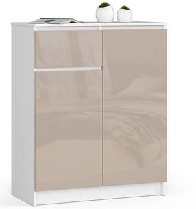 Komoda Akord K80, balta sp./smėlio sp., 99 cm x 40 cm x 80 cm